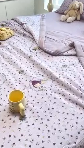 91家纺网 家纺一手货源 找家纺 安哆啦家纺 2024新款A类泡泡棉印花夏被四件套 庄园兔