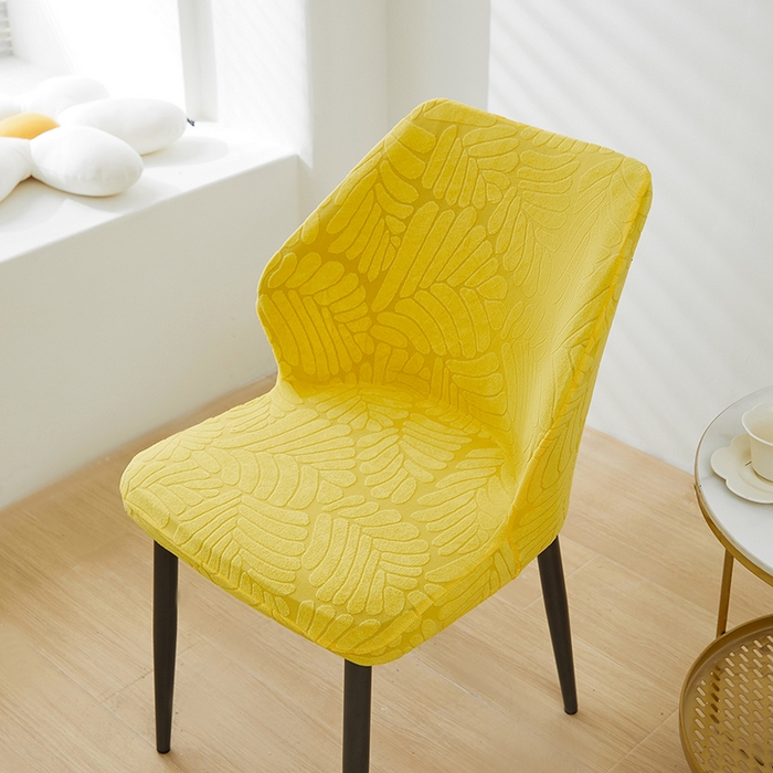 91家纺网 家纺一手货源 找家纺 共鸣沙发套 2024新款臻品提花系列椅套（扇形椅套） 织叶-柠黄