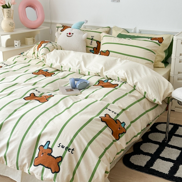 91家纺网 家纺一手货源 找家纺 昔可家纺 2024开春新款全棉印花卡通四件套 圣诞狗狗