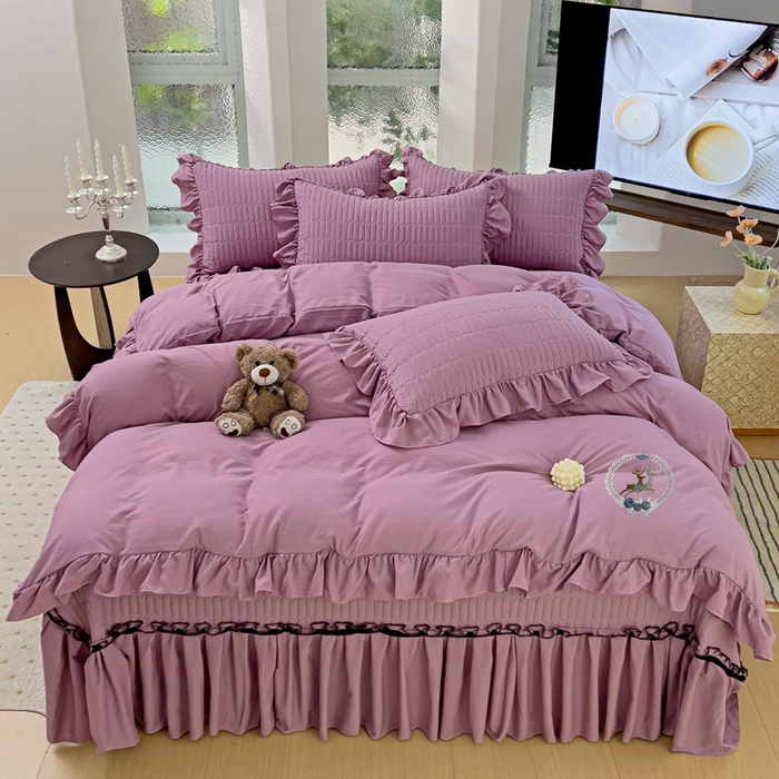 91家纺网 家纺一手货源 找家纺 言熙居家纺 2024新款亲肤床盖四件套-浪漫之约 浪漫之约紫