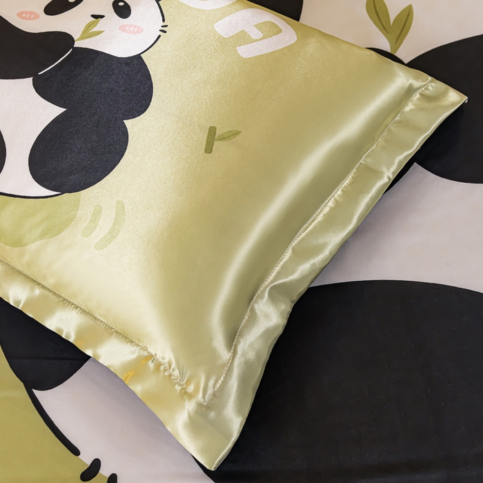 91家纺网 家纺一手货源 找家纺 梦舒羽 2025新款可水洗冰丝枕套宿舍单人凉爽枕头套 小熊猫