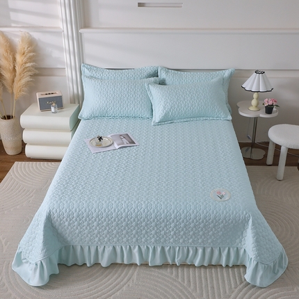 91家纺网 家纺一手货源 找家纺 （总）佳梦家纺 2024新款花边天丝床盖三件套