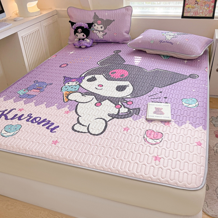 91家纺网 家纺一手货源 找家纺 金爱家 2024款三丽鸥乳胶凉席床笠款 冰淇淋库洛米