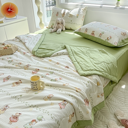 91家纺网 家纺一手货源 找家纺 （总）安哆啦家纺 2024新款A类泡泡棉印花夏被四件套