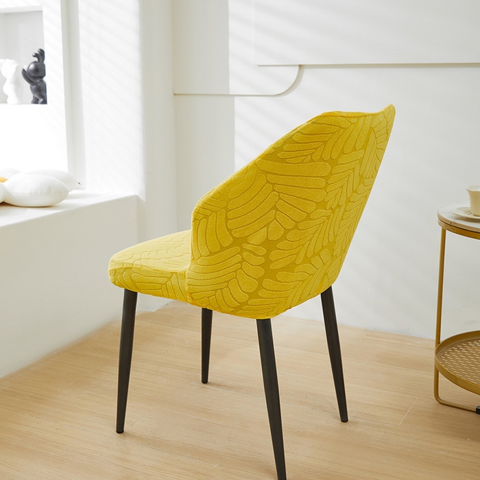 91家纺网 家纺一手货源 找家纺 共鸣沙发套 2024新款臻品提花系列椅套（扇形椅套） 织叶-柠黄