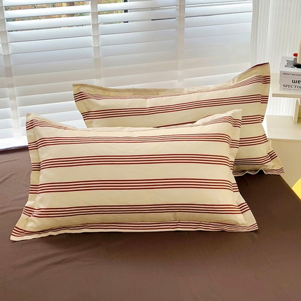 楠沐-2025年新款亲肤芦荟棉印花枕套 黑棕糖