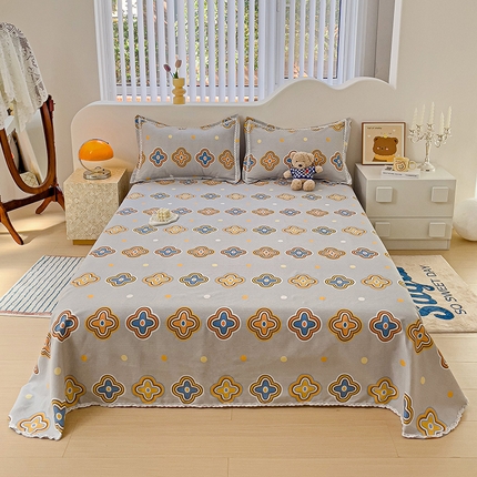 91家纺网 家纺一手货源 找家纺 （总）鸿羽樱 2024新款鱼骨棉老粗布凉席三件套