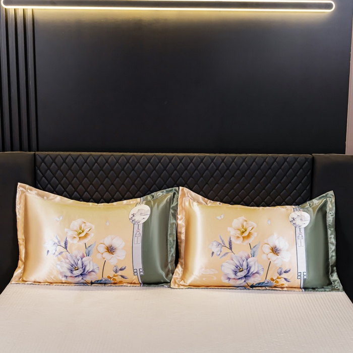 91家纺网 家纺一手货源 找家纺 梦舒羽 2025新款可水洗冰丝枕套宿舍单人凉爽枕头套 暗香