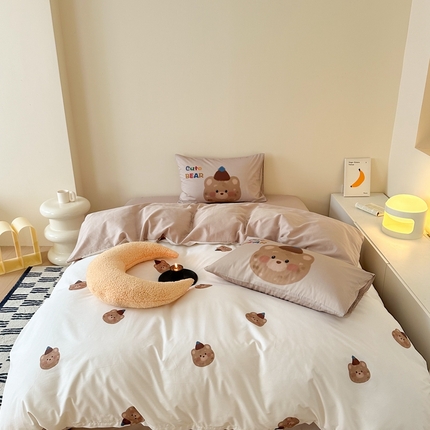 美乐迪家纺 2024ins韩风全棉四件套 帽子熊
