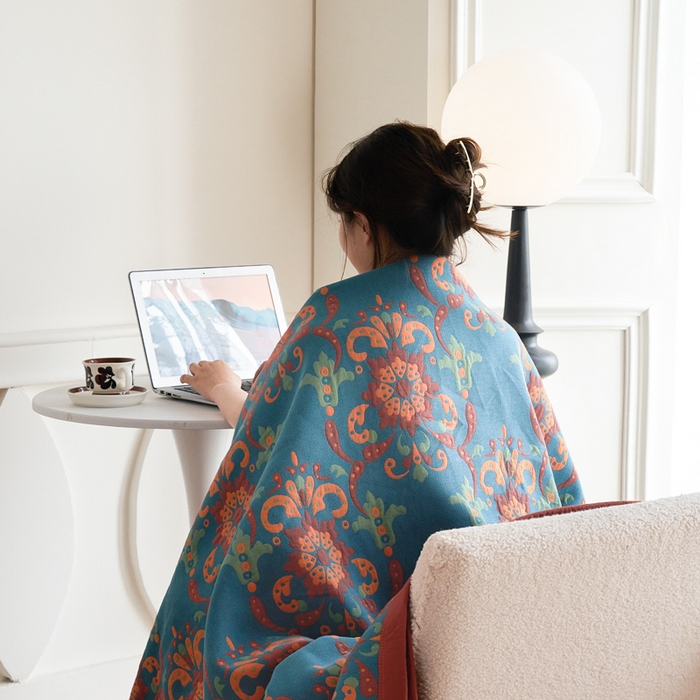 91家纺网 家纺一手货源 找家纺 棠薇家纺 2025新款60S新疆长绒棉细纱毛巾被盖毯大床盖 温婉花境