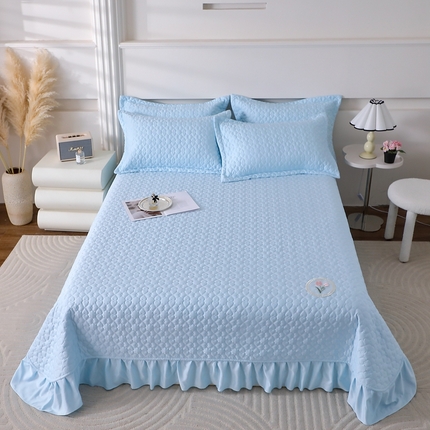 （总）佳梦家纺 佳梦家纺 2024新款花边天丝床盖三件套