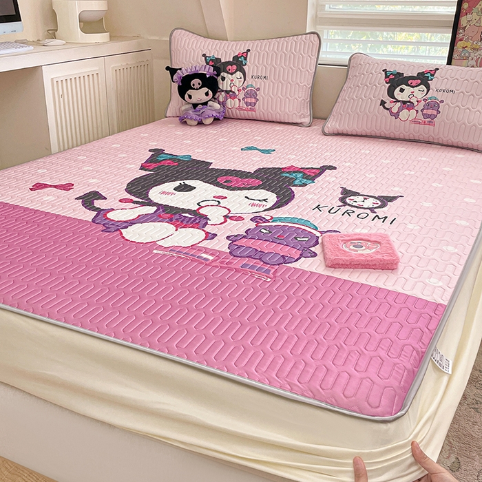 91家纺网 家纺一手货源 找家纺 金爱家 2024款三丽鸥乳胶凉席床笠款 朗读库洛米