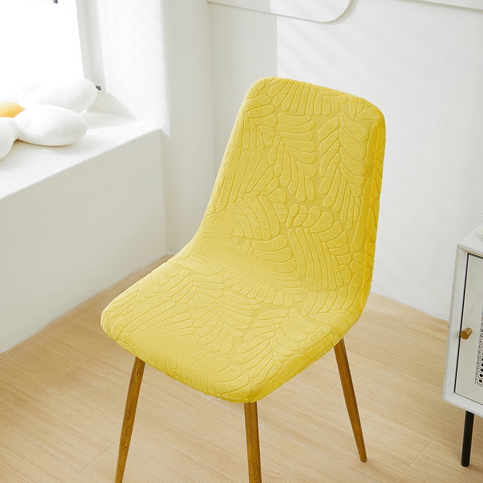 91家纺网 家纺一手货源 找家纺 共鸣沙发套 2024新款臻品提花系列椅套（短背款弧形椅套） 织叶-柠黄