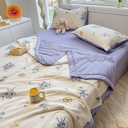 91家纺网 家纺一手货源 找家纺 （总）安哆啦家纺 2024新款A类泡泡棉印花夏被四件套