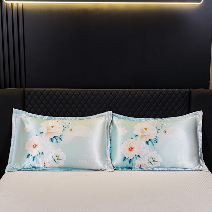 91家纺网 家纺一手货源 找家纺 梦舒羽 2025新款可水洗冰丝枕套宿舍单人凉爽枕头套 花语