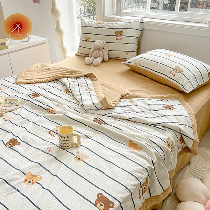 91家纺网 家纺一手货源 找家纺 （总）安哆啦家纺 2024新款A类泡泡棉印花夏被四件套