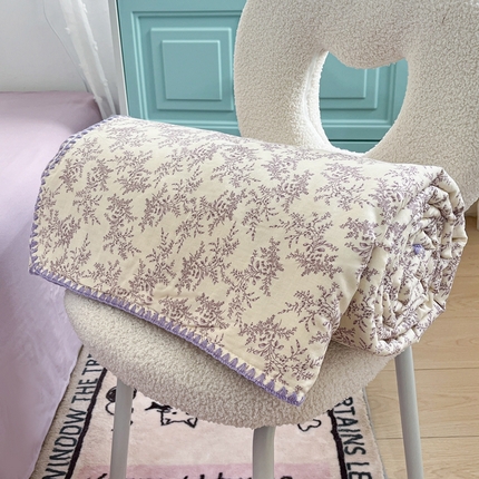 91家纺网 家纺一手货源 找家纺 （总）梦依依 2025新款全棉双层纱贝壳边夏被四件套