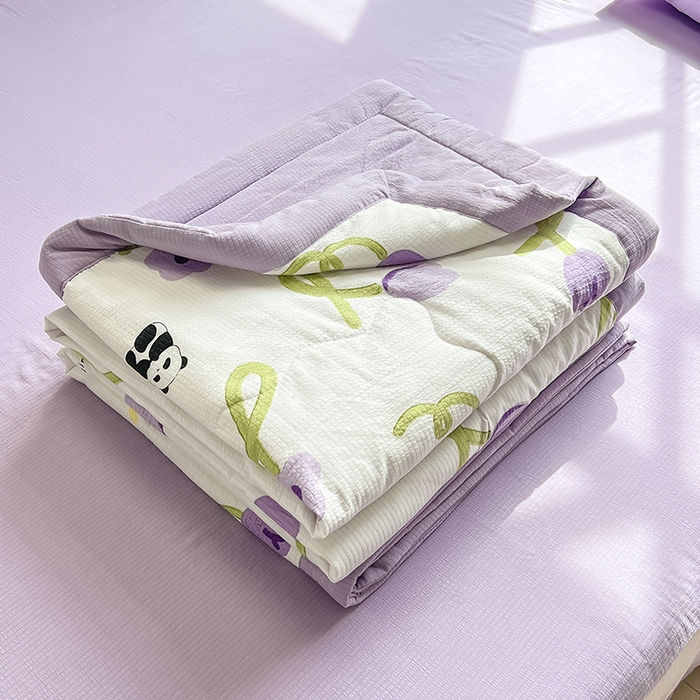 91家纺网 家纺一手货源 找家纺 安哆啦家纺 2024新款A类泡泡棉印花夏被四件套 郁金香