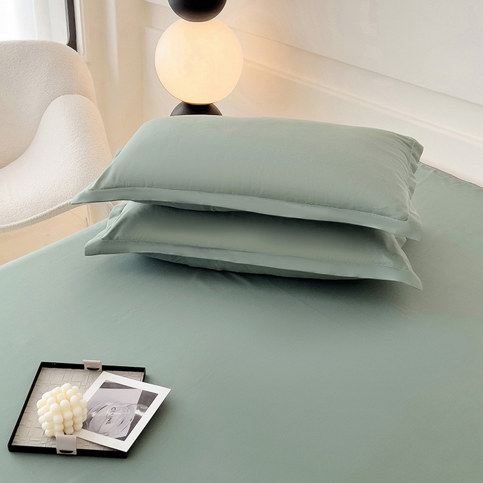 91家纺网 家纺一手货源 找家纺 楠沐家纺 2025年新款芦荟棉柔软亲肤纯色枕套 军绿