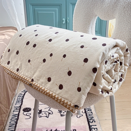 91家纺网 家纺一手货源 找家纺 （总）梦依依 2025新款全棉双层纱贝壳边夏被四件套