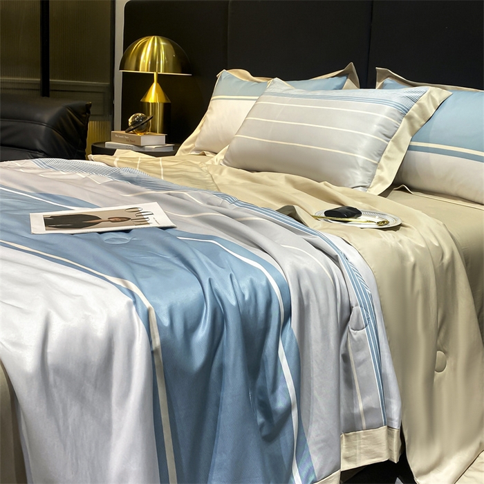 91家纺网 家纺一手货源 找家纺 佳品居 2024新款莱塞尔天丝印花夏被四件套 简约生活