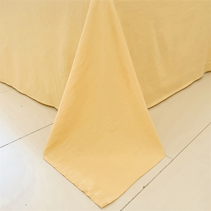 91家纺网 家纺一手货源 找家纺 盛秋家纺 2025新款亲肤格子水洗棉四件套 黄小格+云初黄