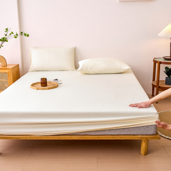 91家纺网 家纺一手货源 找家纺 云尚床笠 热卖简约风纯色原棉床笠系列 白色