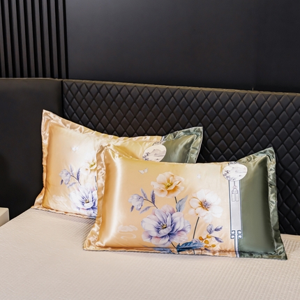 91家纺网 家纺一手货源 找家纺 梦舒羽 2025新款可水洗冰丝枕套宿舍单人凉爽枕头套 暗香