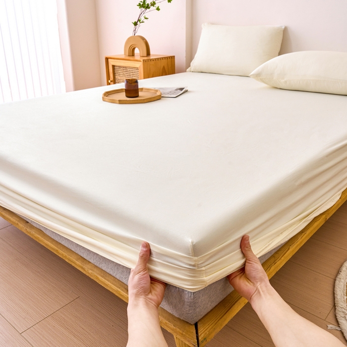 91家纺网 家纺一手货源 找家纺 云尚床笠 热卖简约风纯色原棉床笠系列 白色