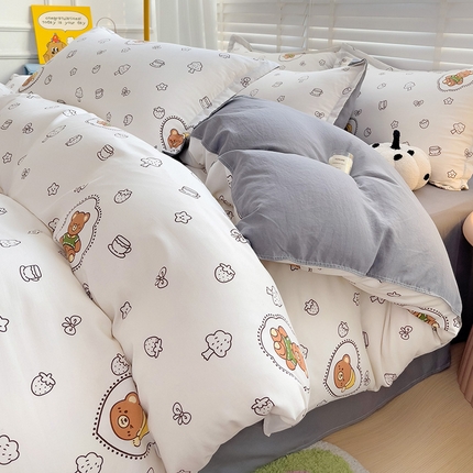 91家纺网 家纺一手货源 找家纺 （总）KT猫直营店 2024新款小清新水洗棉印花四件套