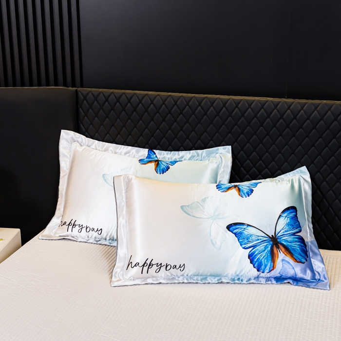 91家纺网 家纺一手货源 找家纺 梦舒羽 2025新款可水洗冰丝枕套宿舍单人凉爽枕头套 花蝴蝶