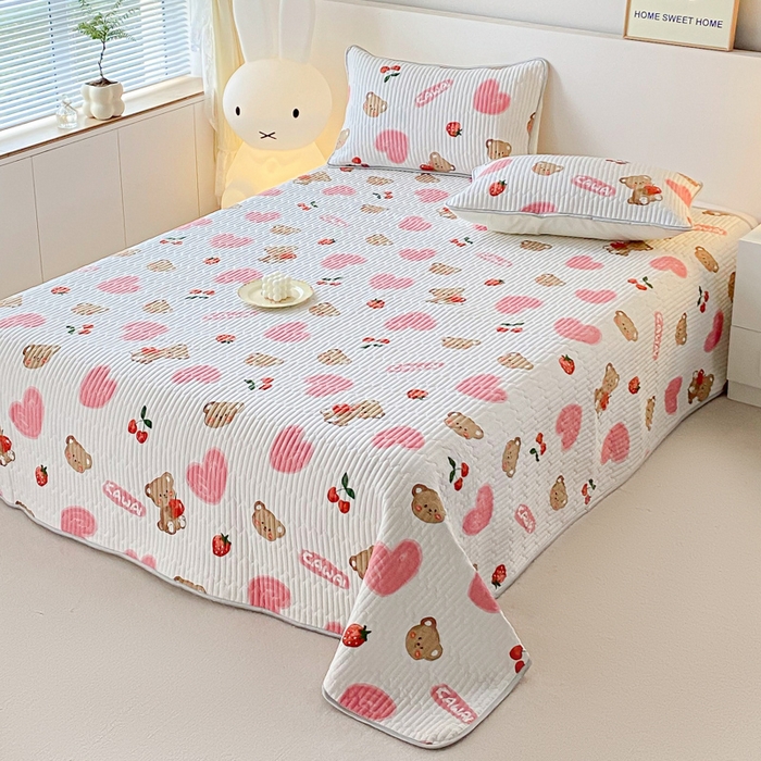 91家纺网 家纺一手货源 找家纺 缦卡琳 2024新款有氧泡泡棉床盖系列 甜心粉