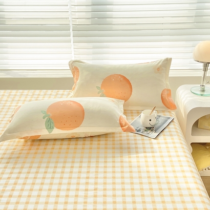 楠沐-2025年新款亲肤芦荟棉印花枕套 爱心橙9