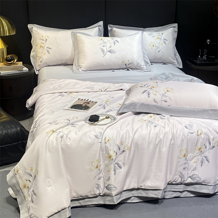 91家纺网 家纺一手货源 找家纺 （总）佳品居 2024新款莱塞尔天丝印花夏被四件套