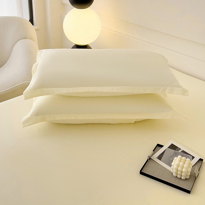 91家纺网 家纺一手货源 找家纺 楠沐家纺 2025年新款芦荟棉柔软亲肤纯色枕套 米黄