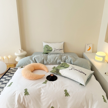 美乐迪家纺 2024ins韩风全棉四件套 小恐龙
