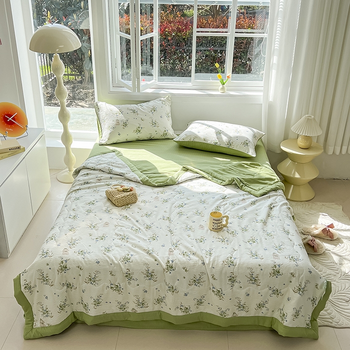 91家纺网 家纺一手货源 找家纺 安哆啦家纺 2024新款A类泡泡棉印花夏被四件套 花影