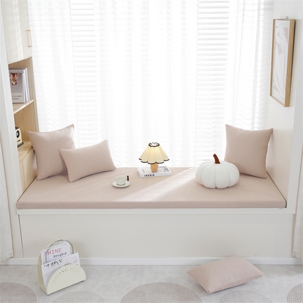 共鸣沙发垫  2024新款5cm厚50D玉米粒绒回形格海绵飘窗垫 回形格浅咖