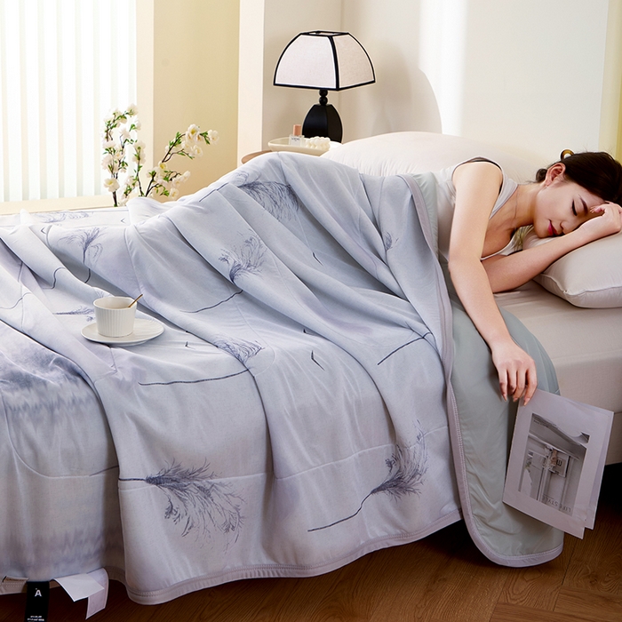 91家纺网 家纺一手货源 找家纺 吾诺家居 2024新款冰嘟嘟微重力硅胶夏被 水墨江南