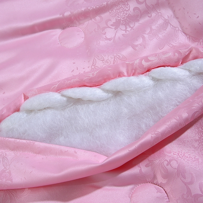 91家纺网 家纺一手货源 找家纺 恒鑫家纺 2025新款提花蚕丝夏凉被被子被芯 淑女粉