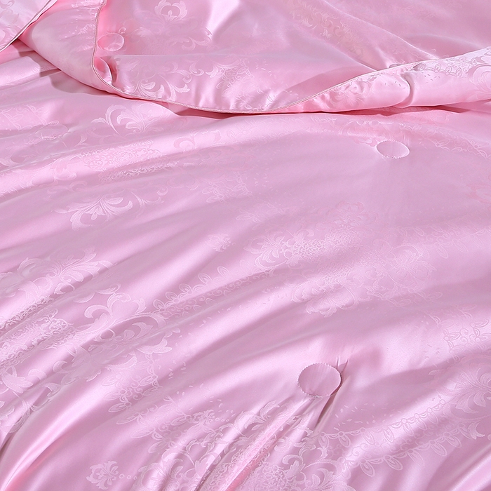 91家纺网 家纺一手货源 找家纺 恒鑫家纺 2025新款提花蚕丝夏凉被被子被芯 淑女粉