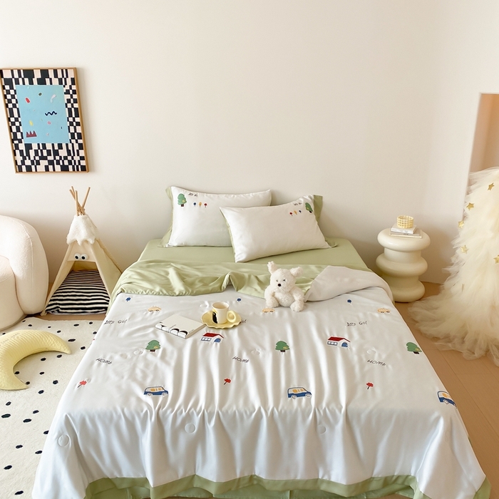 91家纺网 家纺一手货源 找家纺 （总）星野 2024新款80s奥地利天丝夏被-小森林