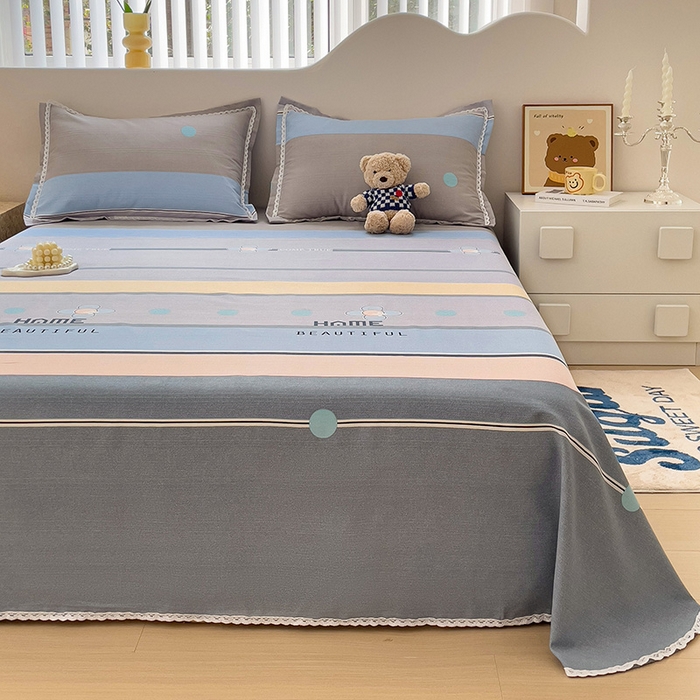 91家纺网 家纺一手货源 找家纺 鸿羽樱 2024新款鱼骨棉老粗布凉席三件套 保罗