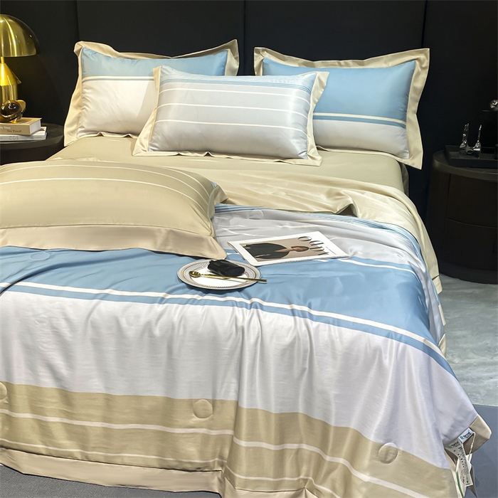 91家纺网 家纺一手货源 找家纺 佳品居 2024新款莱塞尔天丝印花夏被四件套 简约生活