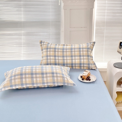 楠沐-2025年新款亲肤芦荟棉印花枕套 淡桔9