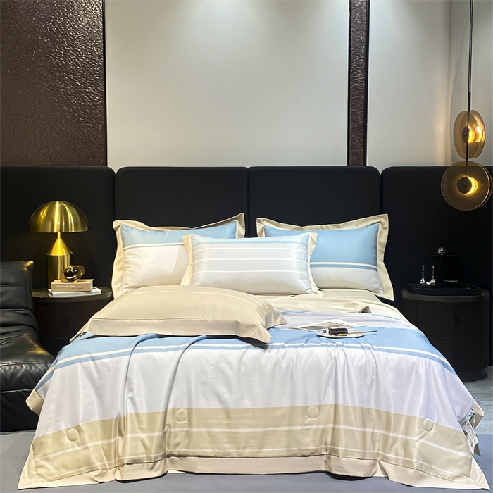 91家纺网 家纺一手货源 找家纺 佳品居 2024新款莱塞尔天丝印花夏被四件套 简约生活