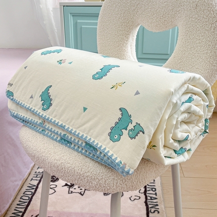 91家纺网 家纺一手货源 找家纺 （总）梦依依 2025新款全棉双层纱贝壳边夏被四件套