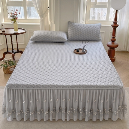 91家纺网 家纺一手货源 找家纺 梦尔佳蚊帐 2024新款花边凉感丝凉豆豆凉席 灰色