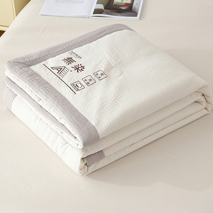 91家纺网 家纺一手货源 找家纺 江山被业 2025新款水洗针织棉无染大豆被 白色