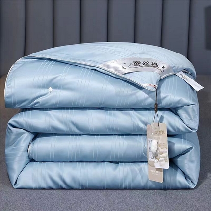 91家纺网 家纺一手货源 找家纺 江山被业 2025新款60S长绒棉手工订花蚕丝被被子被芯 深玉蓝